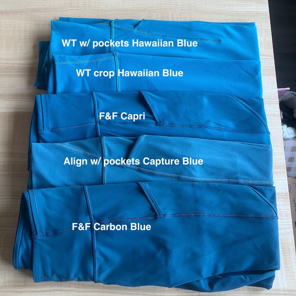 Lululemon Color Comparison: BLUE TEALS! -- DO NOT BUY